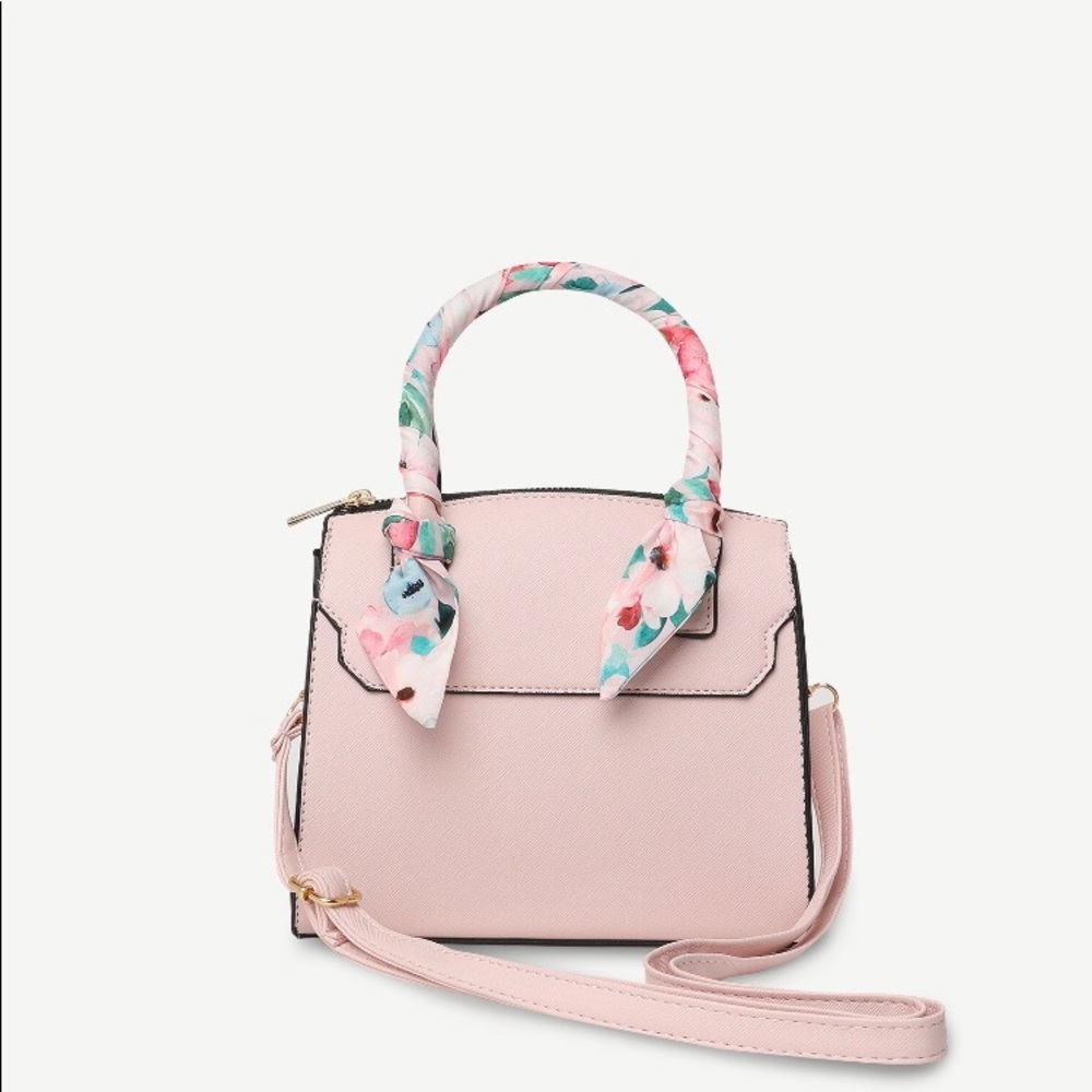 Faux Leather Handbag With Scarf